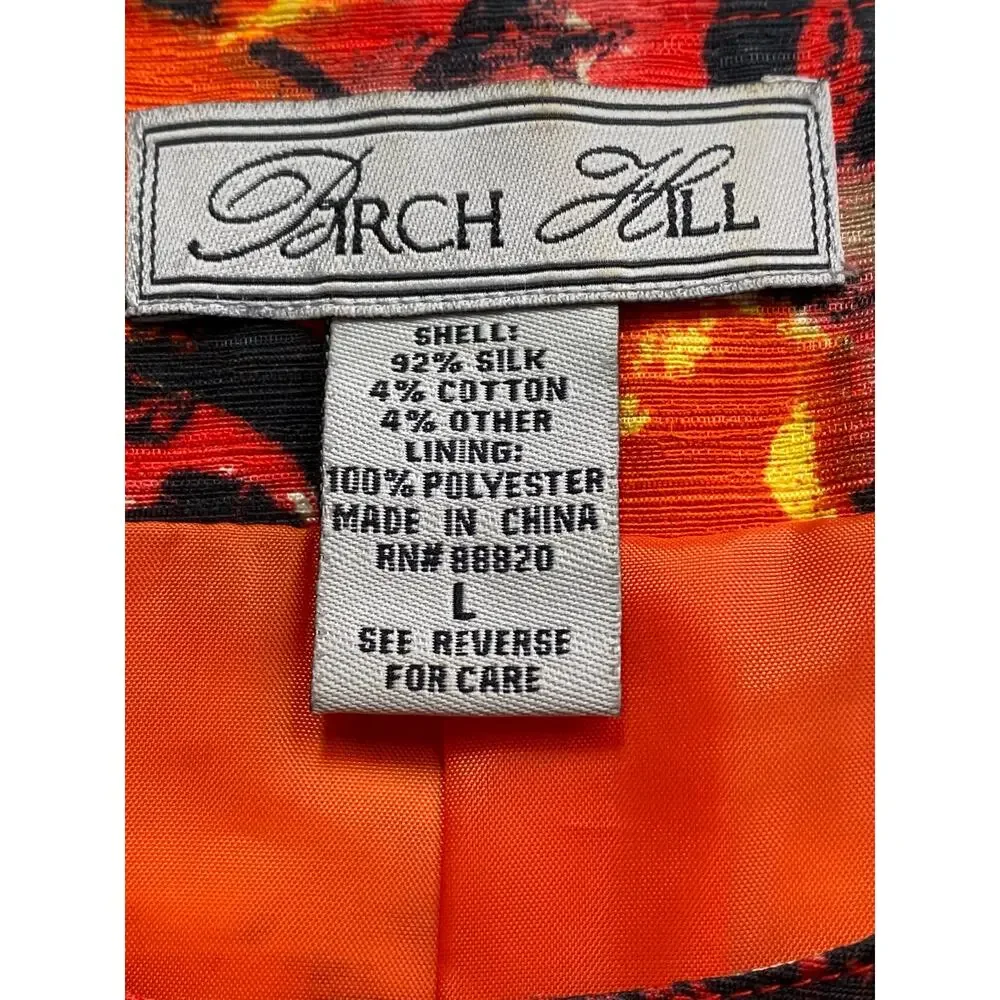 Birch Hill Women's Floral Silk Blend Blazer Size L Pockets Old Money Art to Wear
